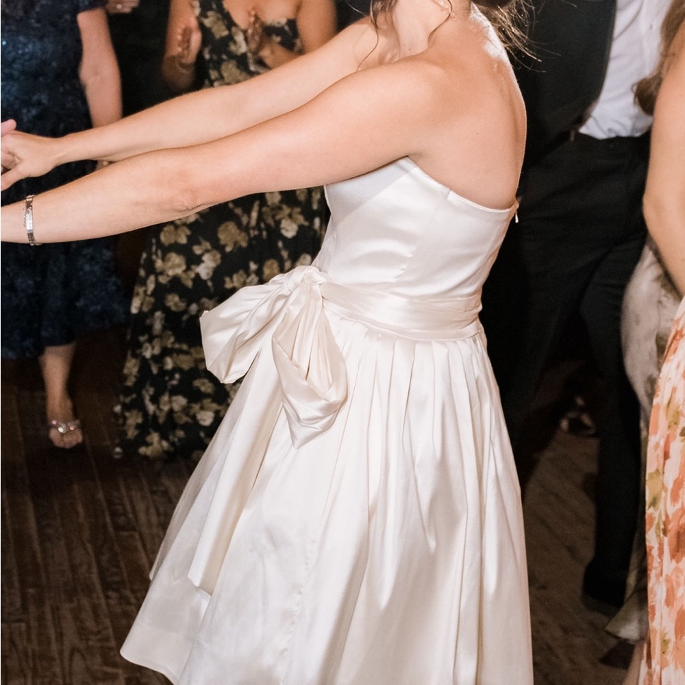 White Strapless Dress with Bow